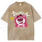 Unisex Strawberry Bear Printed Washed Tee