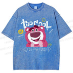 Unisex Strawberry Bear Printed Washed Tee