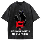 Black cat and crow hello darkness my old friend Vintage Washed T-shirt
