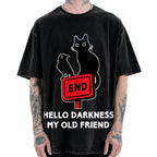 Black cat and crow hello darkness my old friend Vintage Washed T-shirt