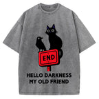 Black cat and crow hello darkness my old friend Vintage Washed T-shirt