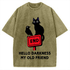 Black cat and crow hello darkness my old friend Vintage Washed T-shirt