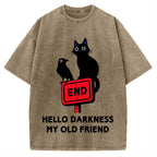 Black cat and crow hello darkness my old friend Vintage Washed T-shirt