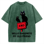 Black cat and crow hello darkness my old friend Vintage Washed T-shirt