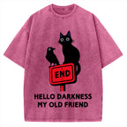Black cat and crow hello darkness my old friend Vintage Washed T-shirt