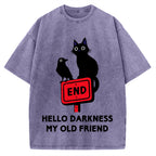 Black cat and crow hello darkness my old friend Vintage Washed T-shirt