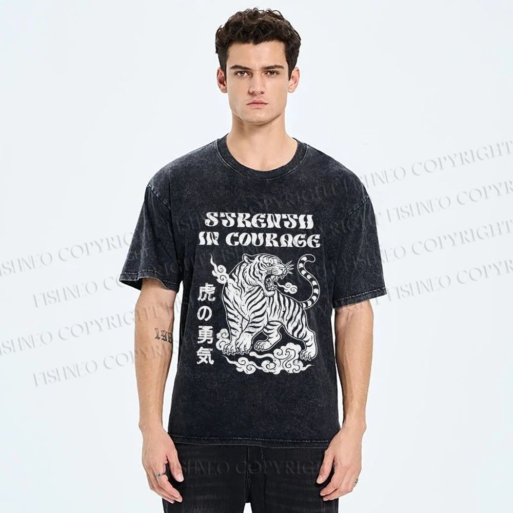 Unisex Tigers Printed Washed Tee