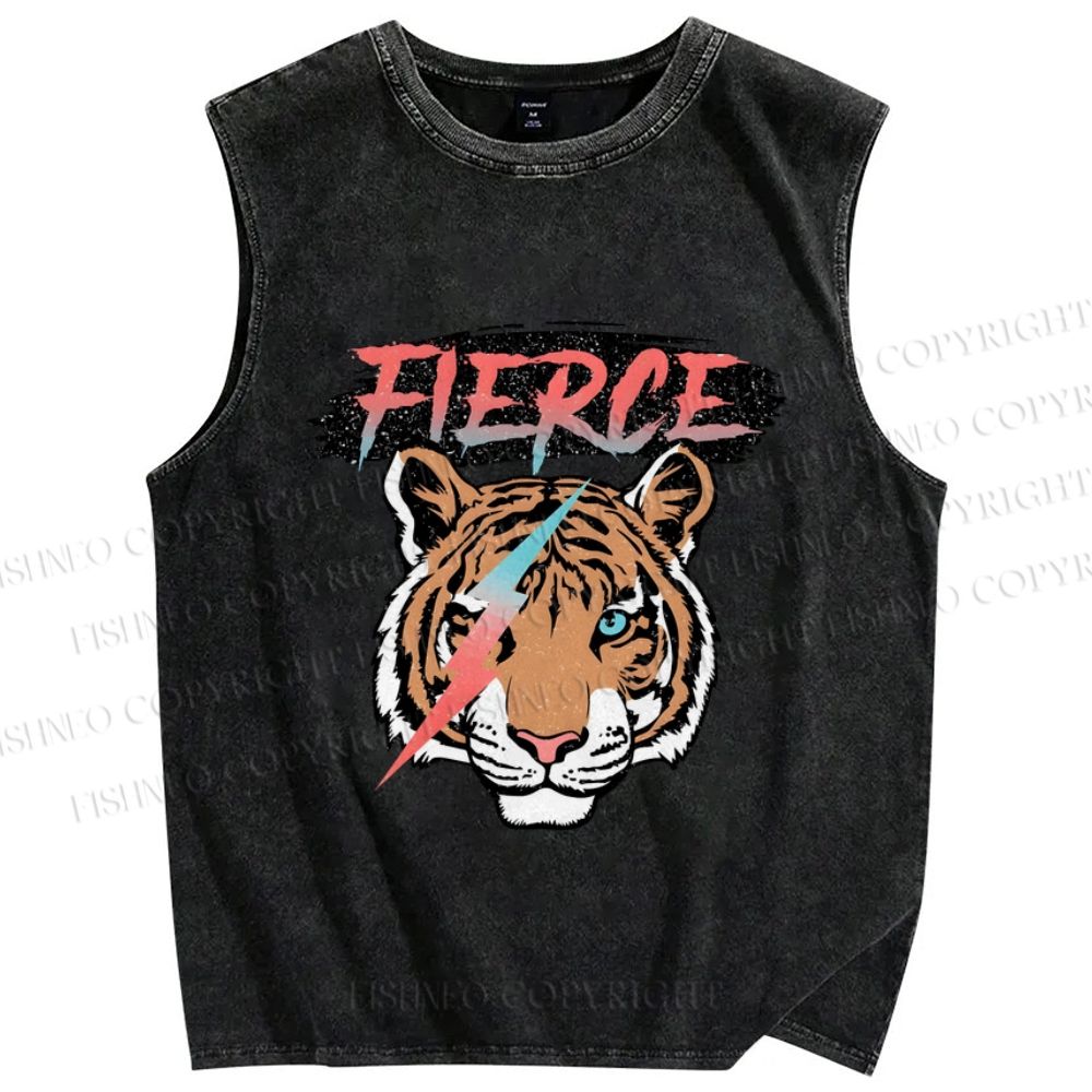 Unisex Tigers Printed Washed Tank Top