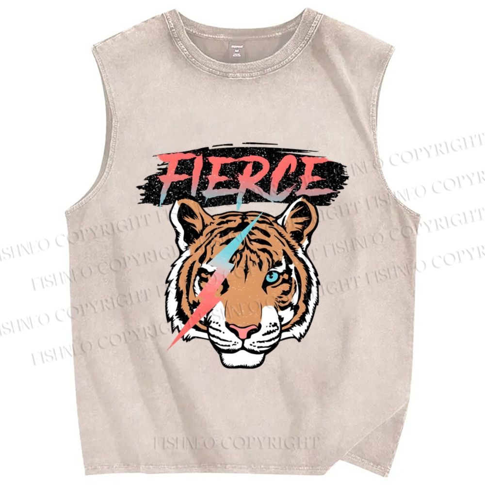 Unisex Tigers Printed Washed Tank Top