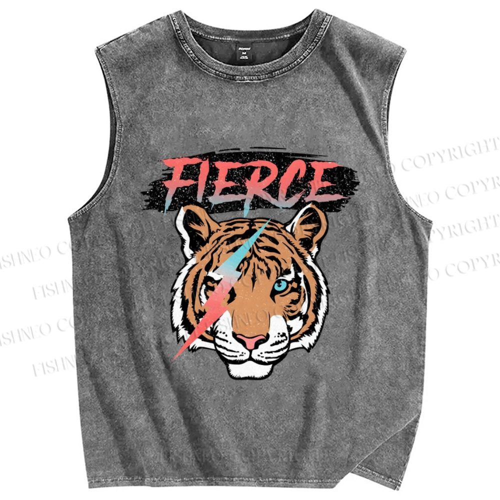 Unisex Tigers Printed Washed Tank Top