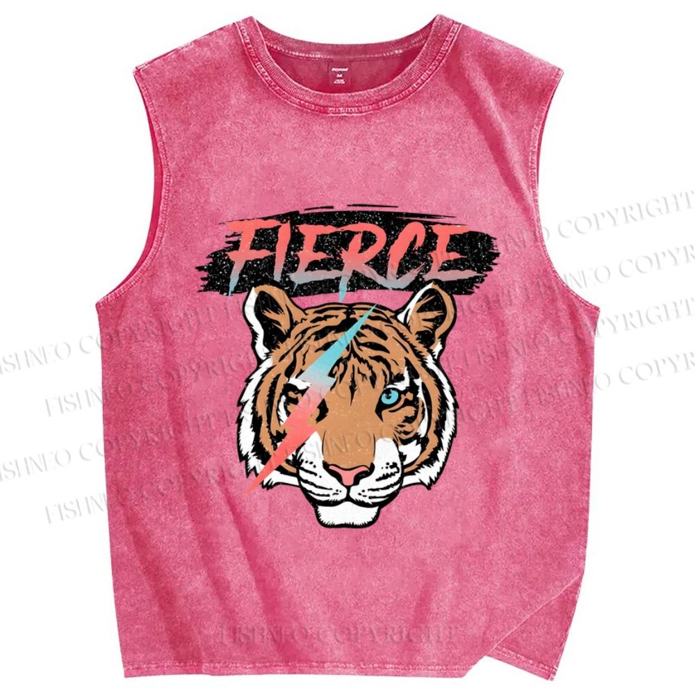 Unisex Tigers Printed Washed Tank Top