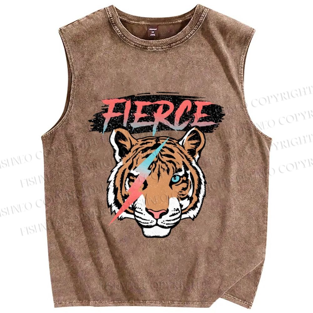 Unisex Tigers Printed Washed Tank Top