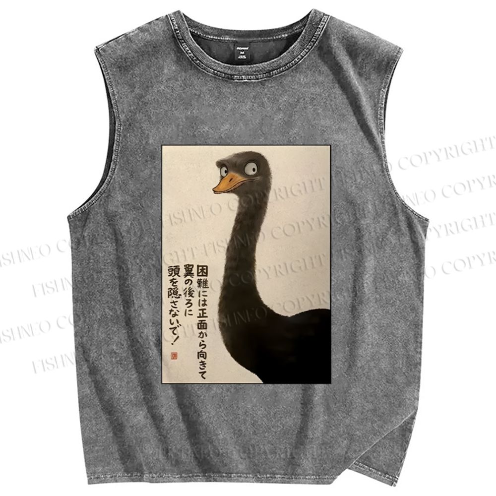 Unisex Ostriches Printed Washed Tank Top