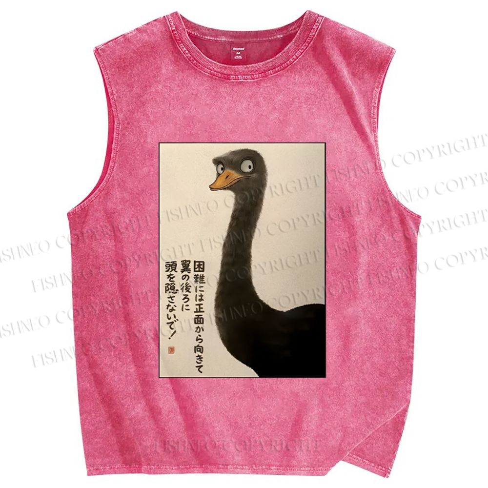 Unisex Ostriches Printed Washed Tank Top
