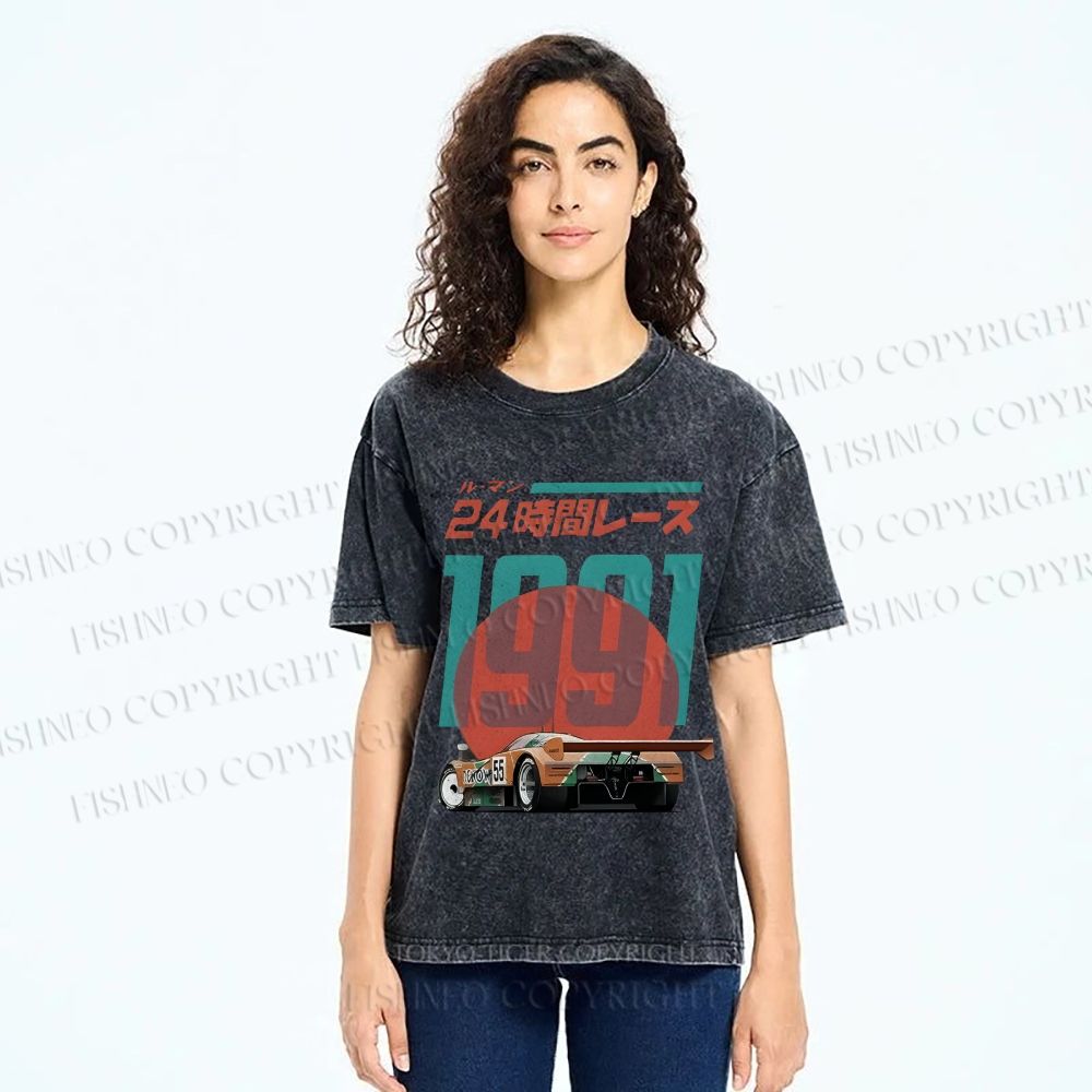Unisex Time Printed Washed Tee