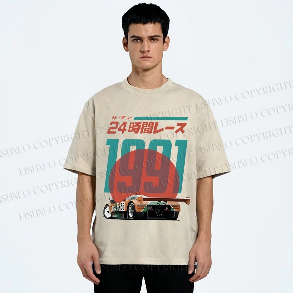 Unisex Time Printed Washed Tee