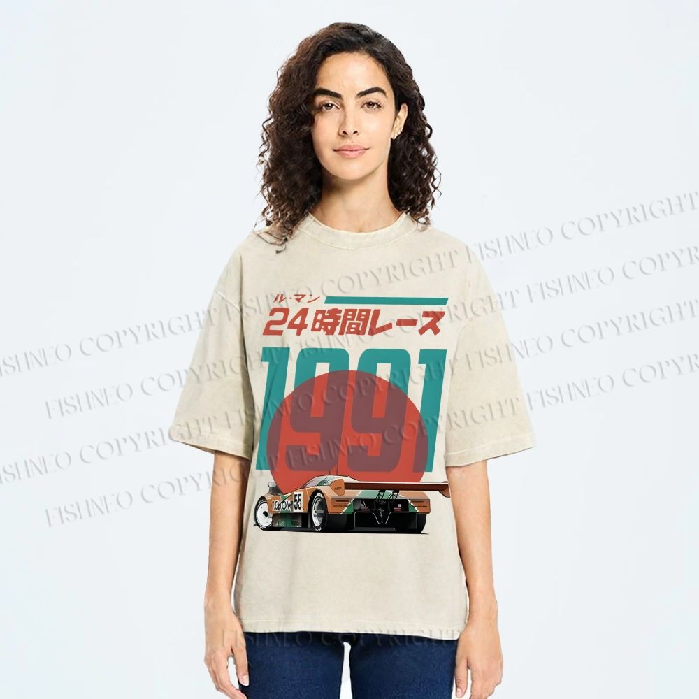 Unisex Time Printed Washed Tee