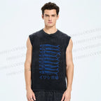 Unisex Sardines Printed Washed Tank Top