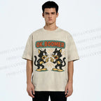 Unisex Boomer Cat Printed Washed Tee