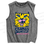 Unisex Tigers Printed Washed Tank Top