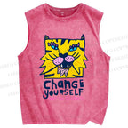 Unisex Tigers Printed Washed Tank Top