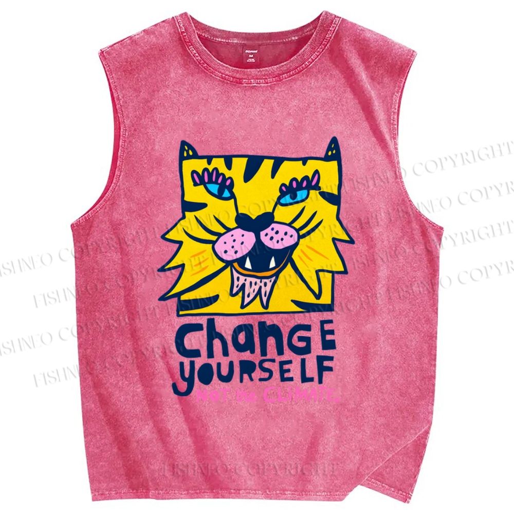 Unisex Tigers Printed Washed Tank Top