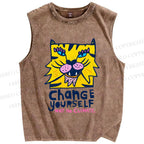 Unisex Tigers Printed Washed Tank Top
