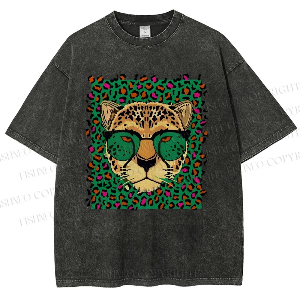 Unisex Leopard Printed Washed Tee
