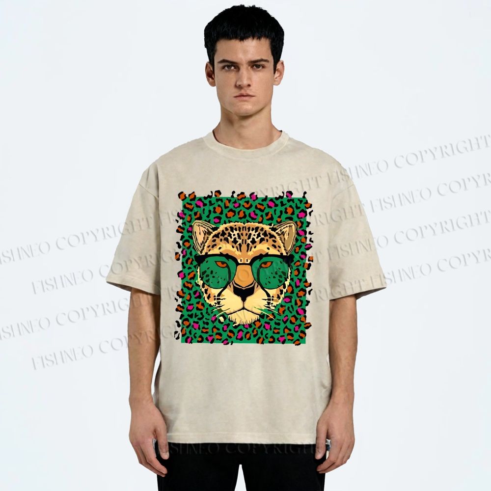 Unisex Leopard Printed Washed Tee