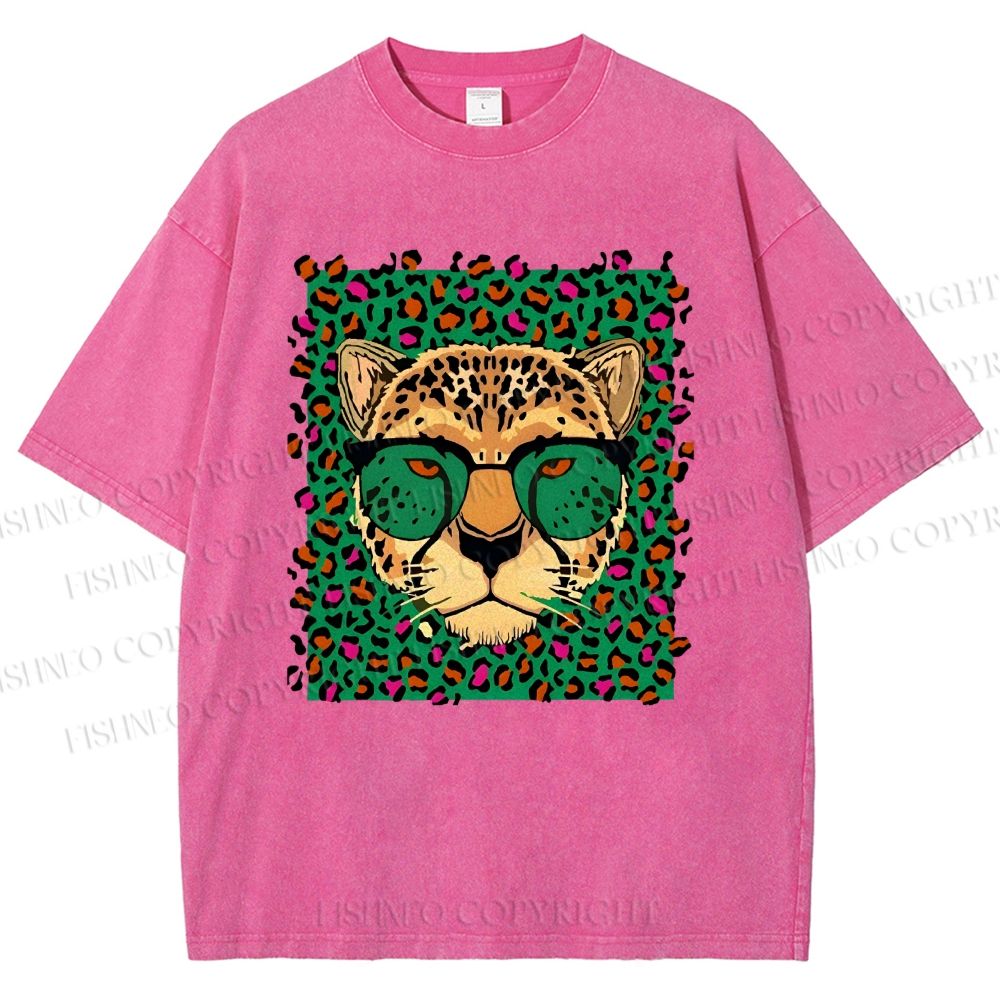 Unisex Leopard Printed Washed Tee
