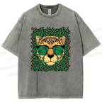 Unisex Leopard Printed Washed Tee