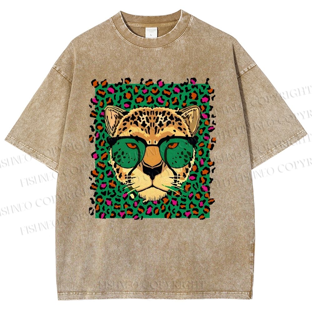Unisex Leopard Printed Washed Tee