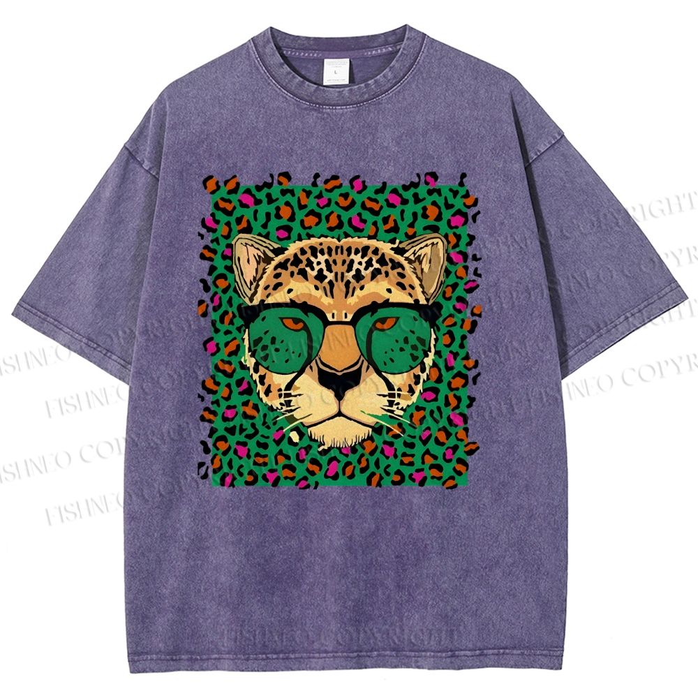 Unisex Leopard Printed Washed Tee