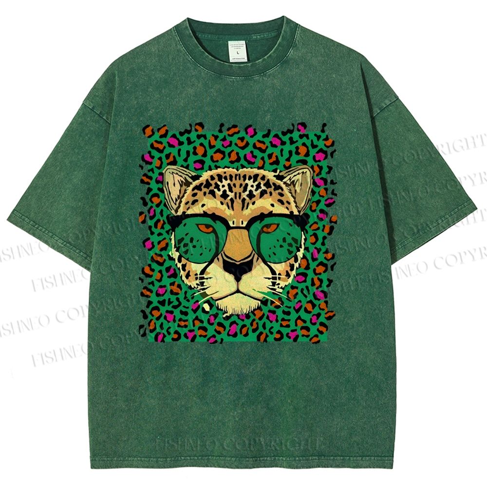 Unisex Leopard Printed Washed Tee