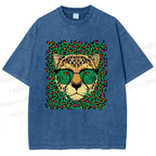 Unisex Leopard Printed Washed Tee