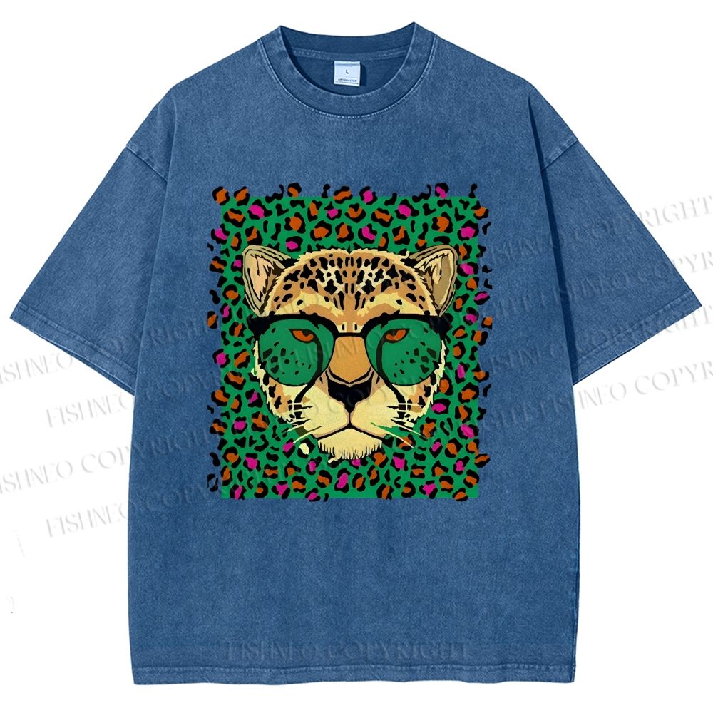Unisex Leopard Printed Washed Tee