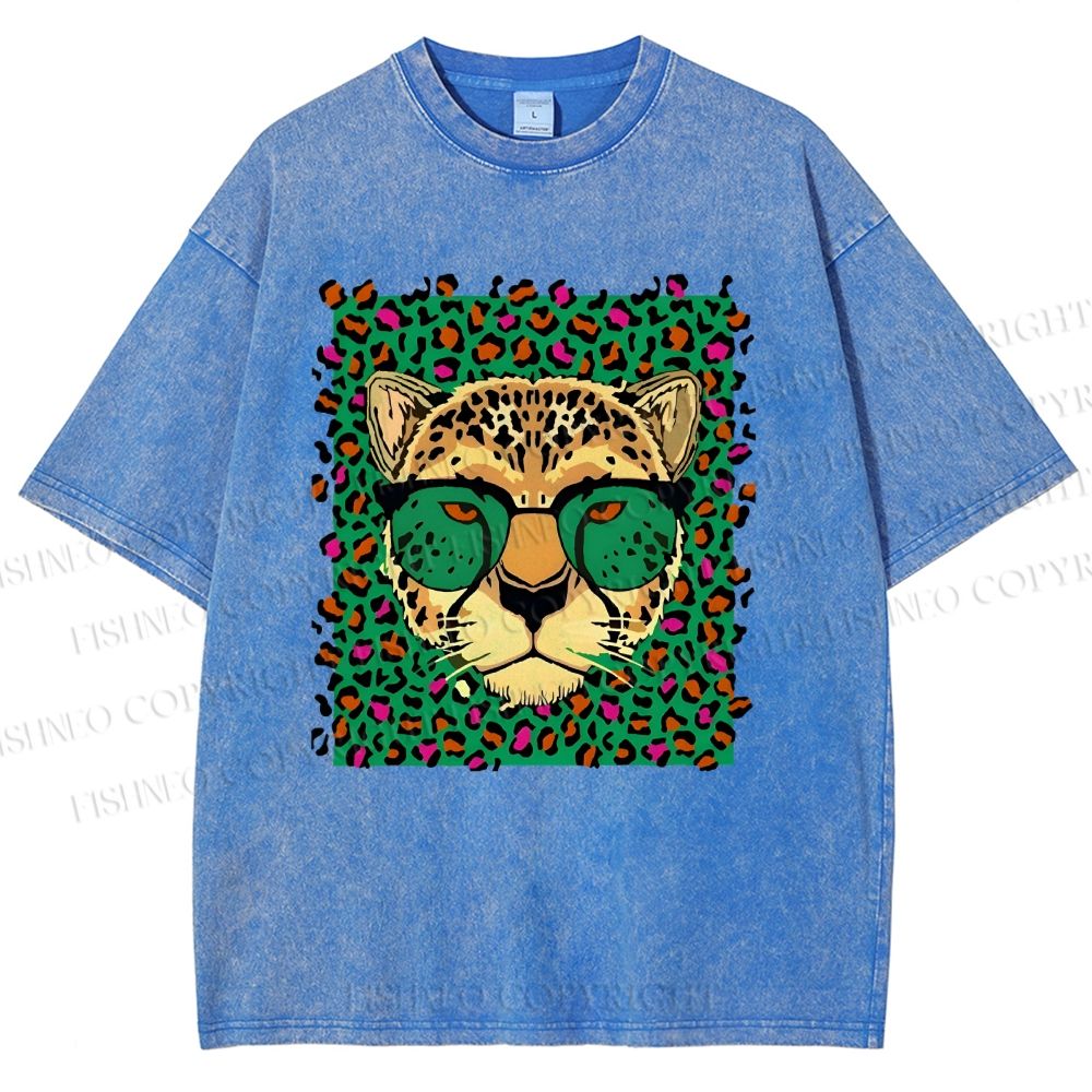 Unisex Leopard Printed Washed Tee