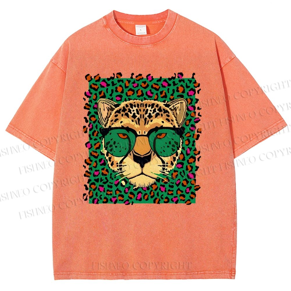 Unisex Leopard Printed Washed Tee