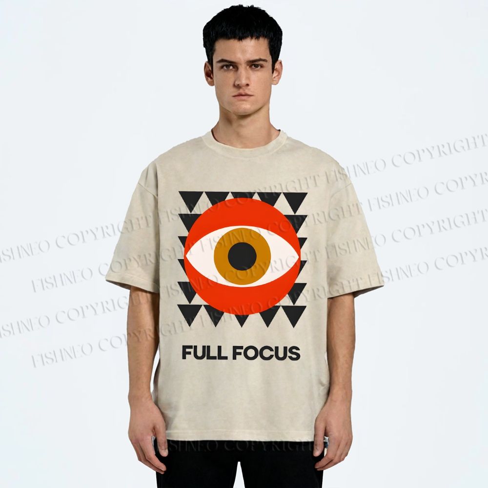 Unisex Geometric Eyes Printed Washed Tee