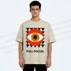 Unisex Geometric Eyes Printed Washed Tee