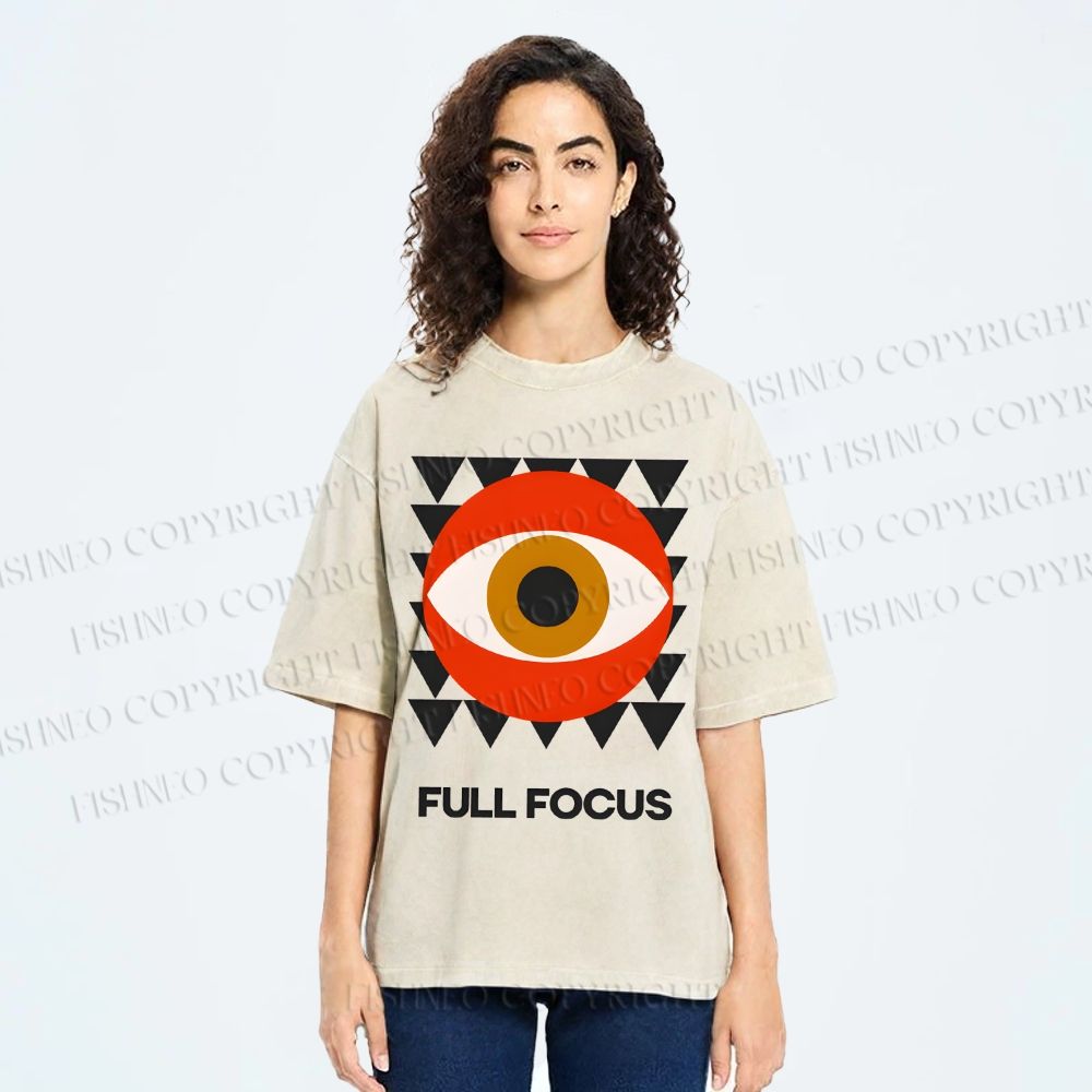 Unisex Geometric Eyes Printed Washed Tee