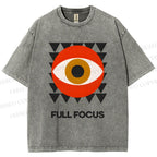 Unisex Geometric Eyes Printed Washed Tee