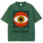 Unisex Geometric Eyes Printed Washed Tee