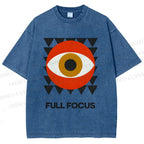 Unisex Geometric Eyes Printed Washed Tee