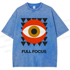 Unisex Geometric Eyes Printed Washed Tee