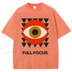 Unisex Geometric Eyes Printed Washed Tee