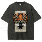 Unisex Tokyo Tiger Printed Washed Tee