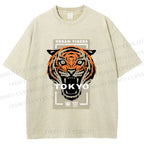 Unisex Tokyo Tiger Printed Washed Tee