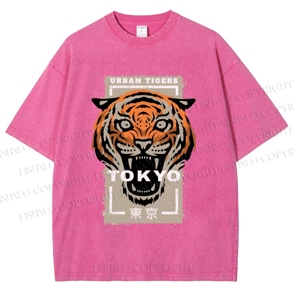 Unisex Tokyo Tiger Printed Washed Tee