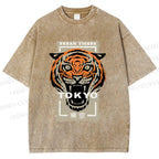 Unisex Tokyo Tiger Printed Washed Tee